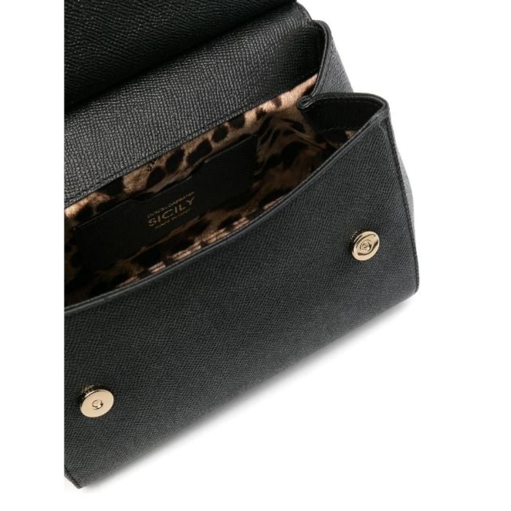 شنطة كتف عملية سيسيلي جلد أسود مقاس 25