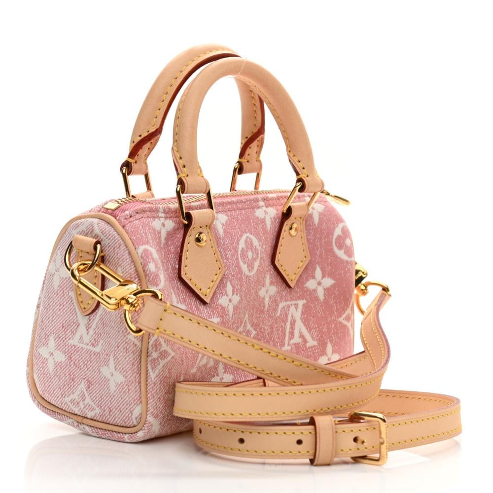 حقيبة يد صغيرة LV من قماش الدنيم المزخرف بنقشة مونوغرام
