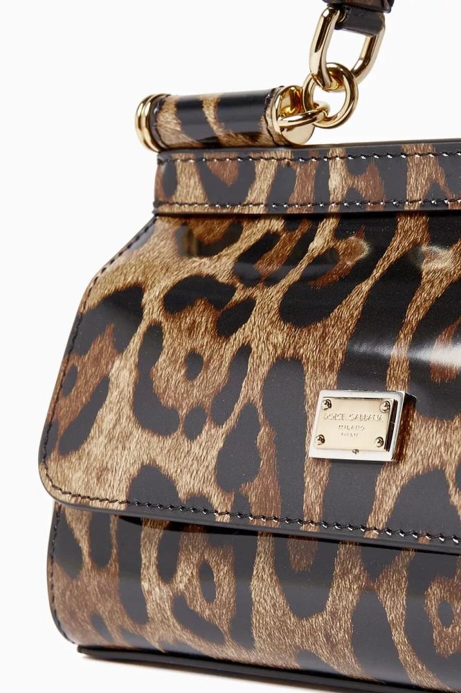 حقيبة دولتشي آند غابانا سيسيلي الصغيرة بنقشة جلد الفهد