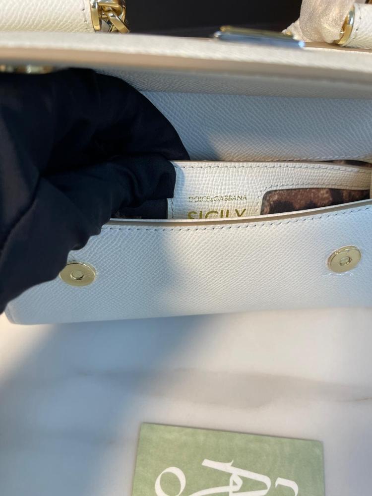 شنطة يد وكتف دولتشي غابانا سيسيلي  ميني- أبيض