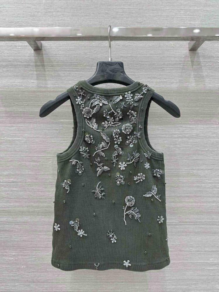 بلوزة جيرسيه محبوكة مضلعة مطرزة ومصبوغة من ميو ميو