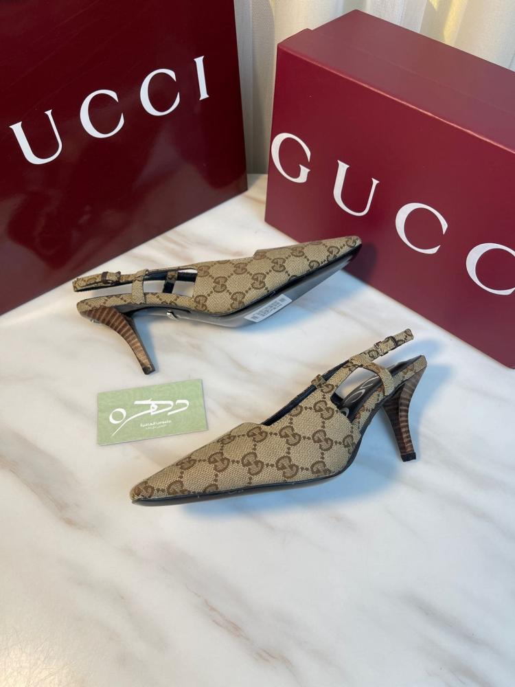 صندل قوتشي جي جي سلينقباك كانفس بكعب 7.5 سم - بيج