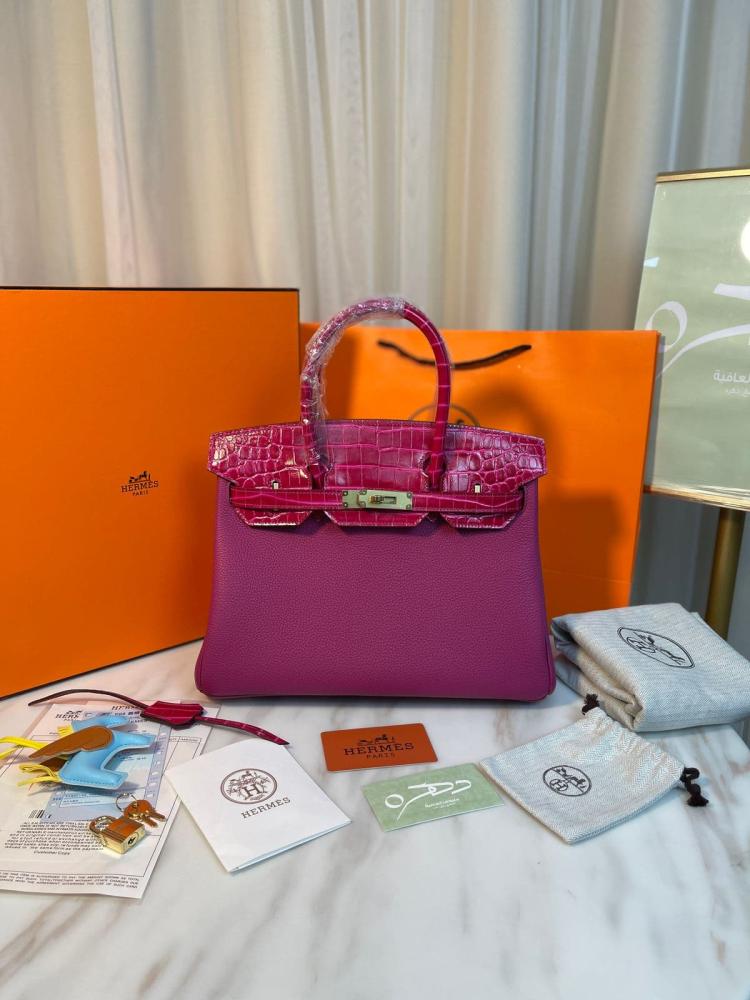 حقيبة بيركين سوبر هيرميس روز تيريين توغو بطبعة جلد تمساح