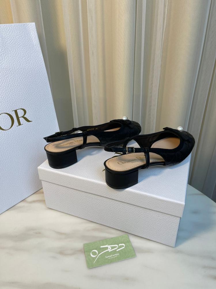 حذاء ديور باليه سلينغ باك بكعب 3.5 سم - أسود