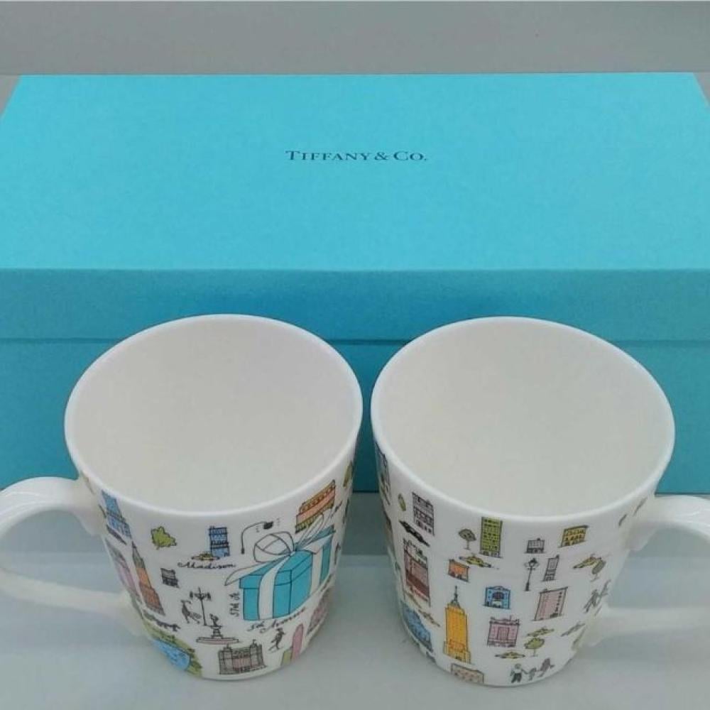 طقم كوب كبير من تيفاني بطبعة أشكال متعددة 2 قطعة