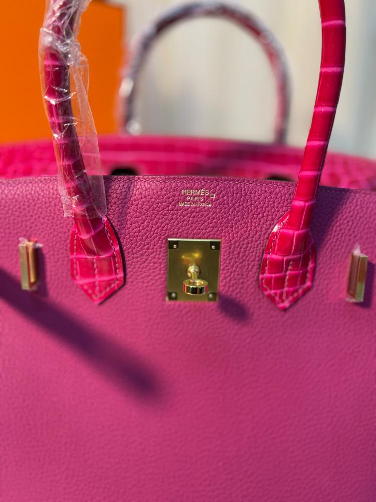 حقيبة بيركين سوبر هيرميس روز تيريين توغو بطبعة جلد تمساح