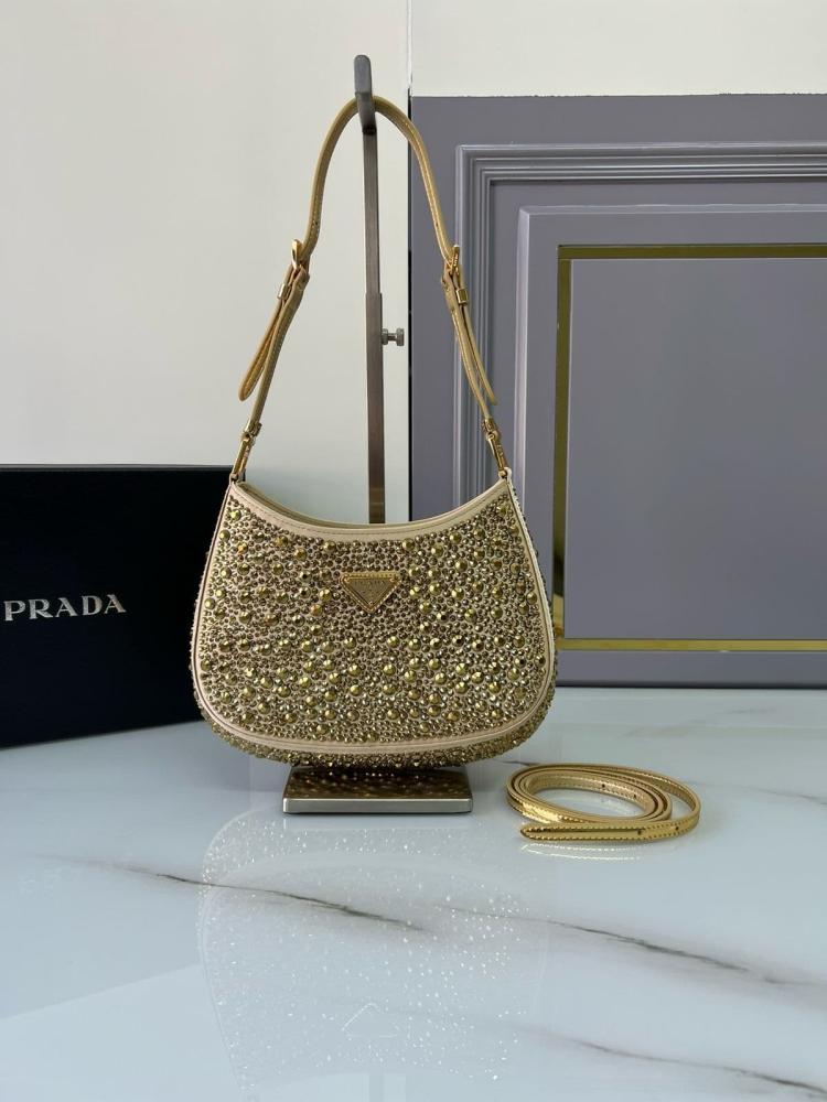 حقيبة برادا المرصعة بالكريستال- مقاس 22