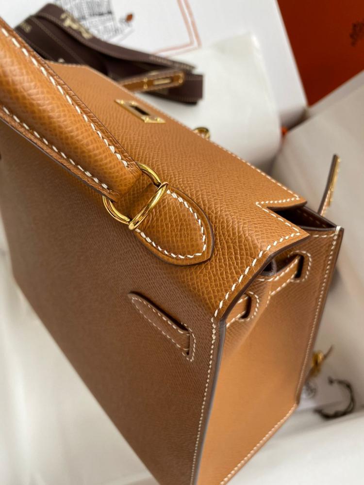 حقيبة هيرمس كيلي 25 جلدية بهاردوير ذهبي - جملي