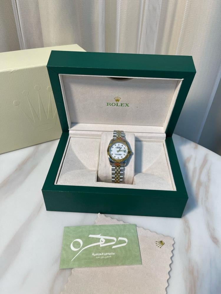 ساعة رولكس ديتجست فاكتوري بسوار فضي وذهبي  - 30 ملم