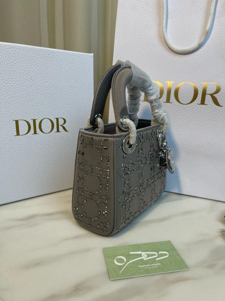 شنطة ديور Mini Lady كرستال - فضي مقاس 17