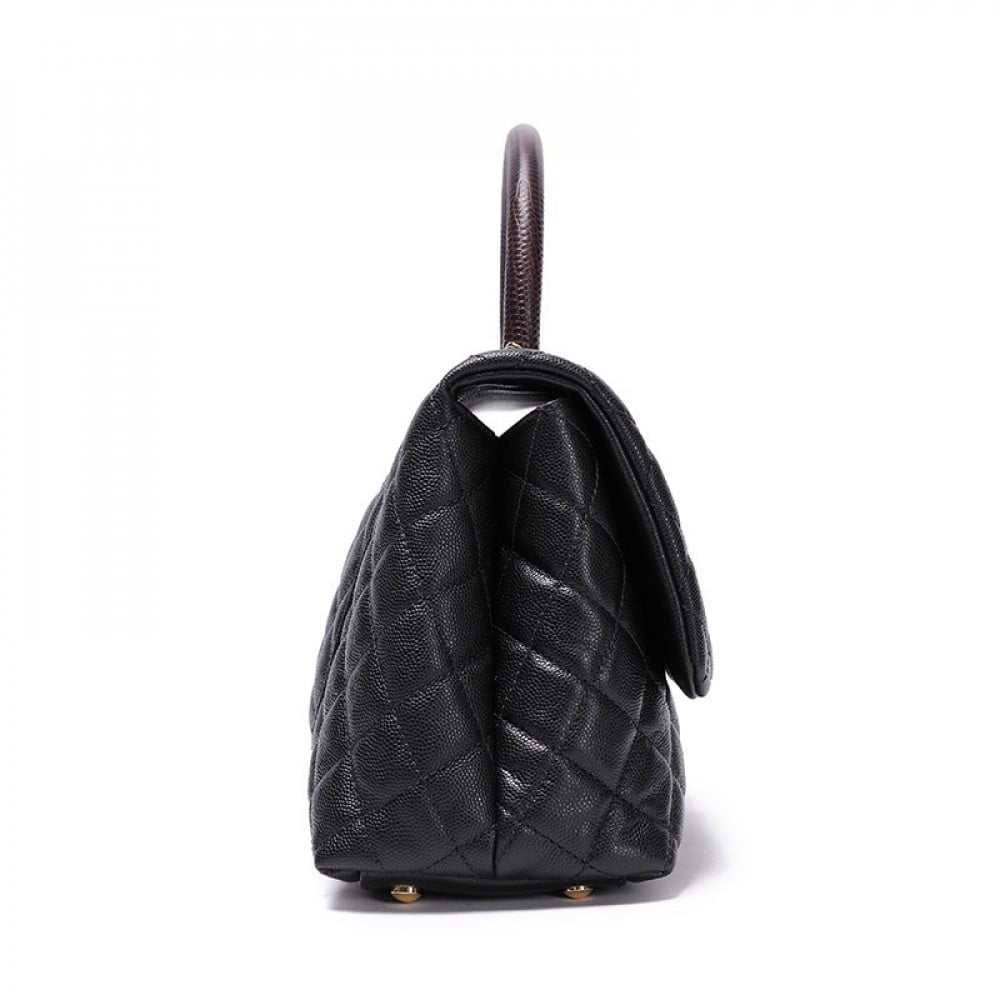 شنطة شانيل كوكو هاندل 29 سم -مقبض  أسود/ عنابي