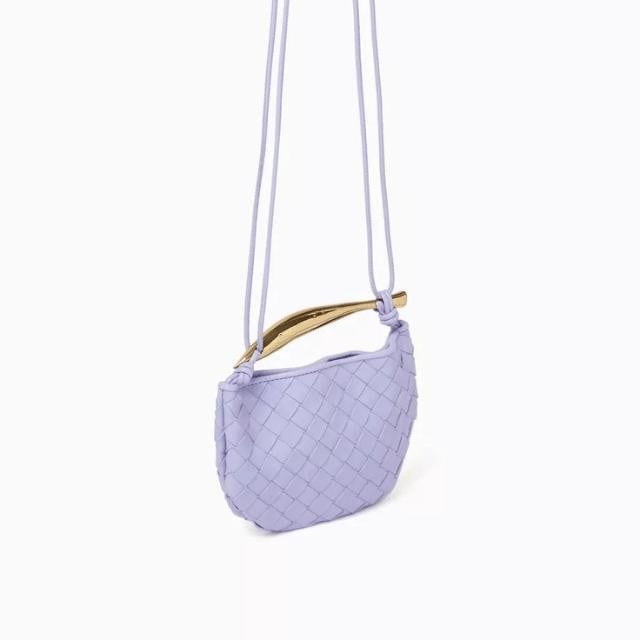 حقيبة ساردين ميني بيد علوية جلد مجدول من بوتيغا فينيتا - بنفسجي