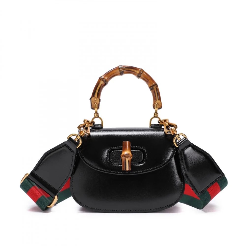 شنطة قوتشي بامبو توب هاندل ميني 17 - أسود وعسلي