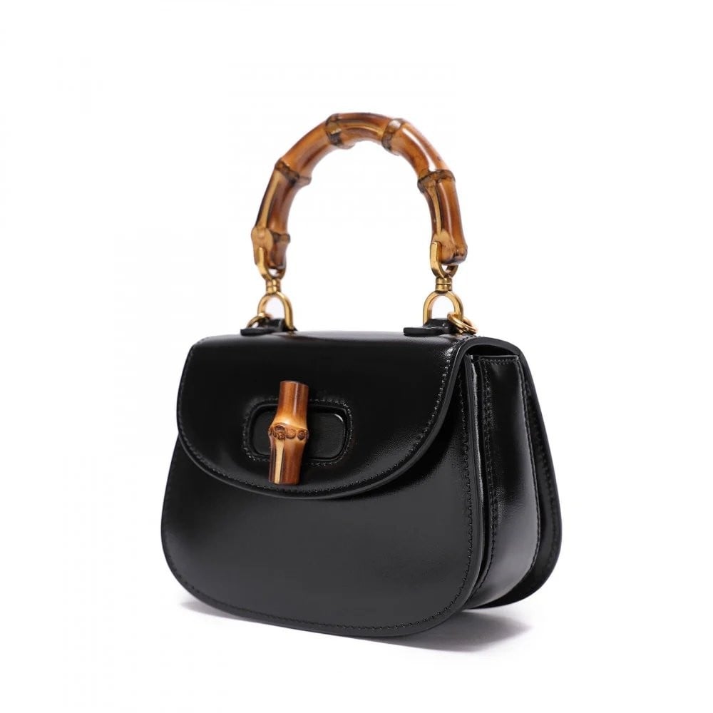 شنطة قوتشي بامبو توب هاندل ميني 17 - أسود وعسلي