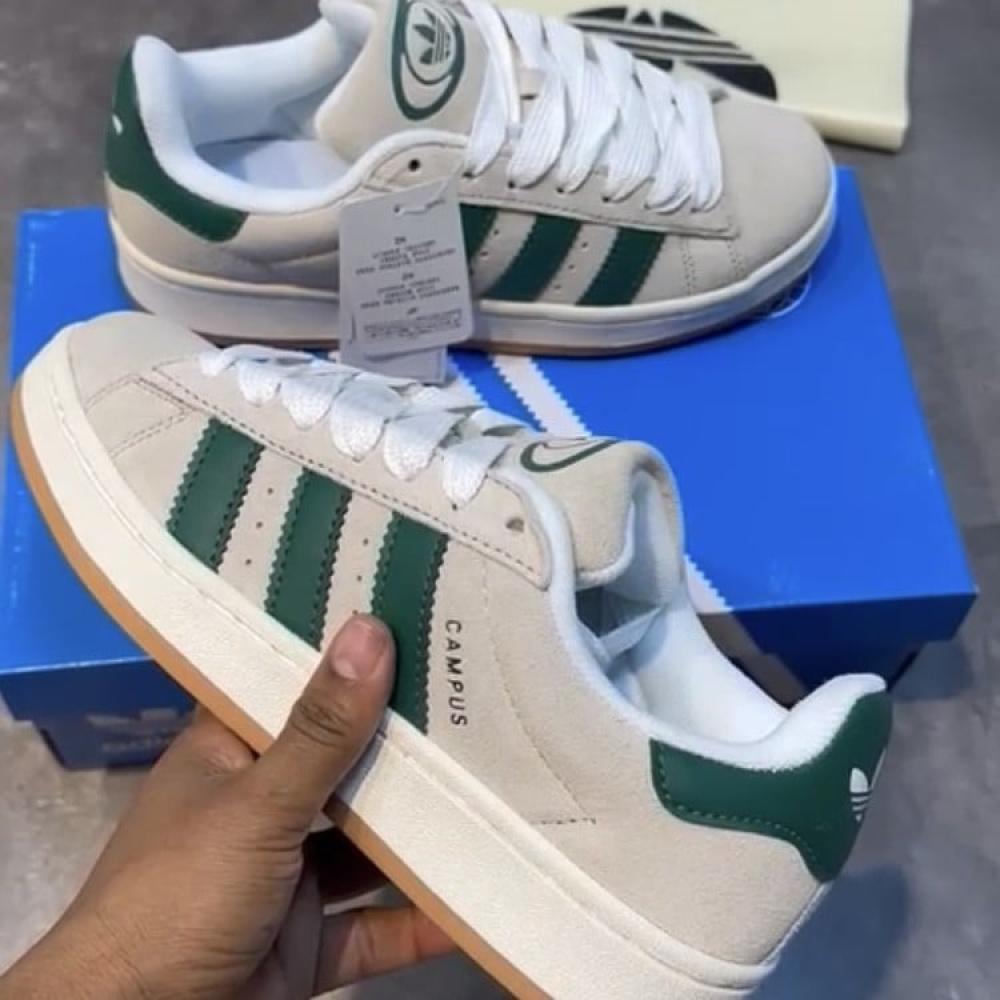 adidas gazelle silver green womens Adidas Campus 00S Crystal White/Core White/Collegiate Green Shoes main image 1
