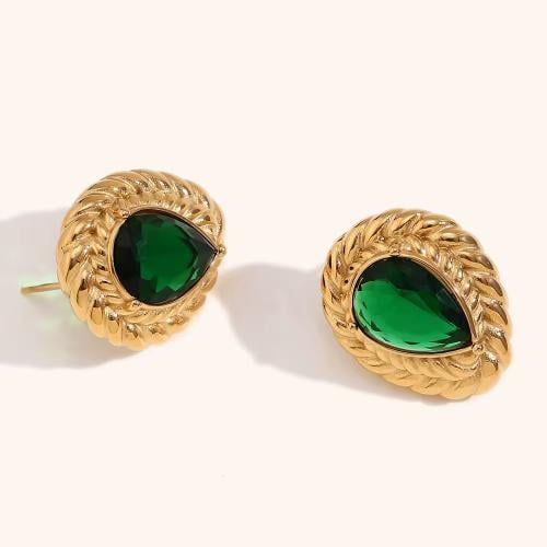 Green teardrop earrings