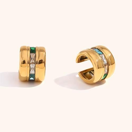 Colored crystal cuff earrings