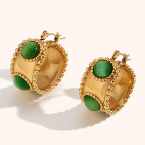 Green hoop earrings-medium