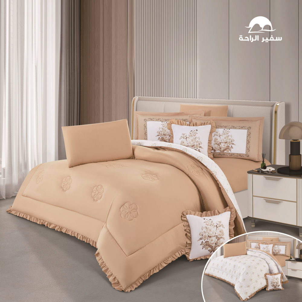 مفرش رينا منفوخ مايكروفايبر وجهين |نفرونص 5 قطع