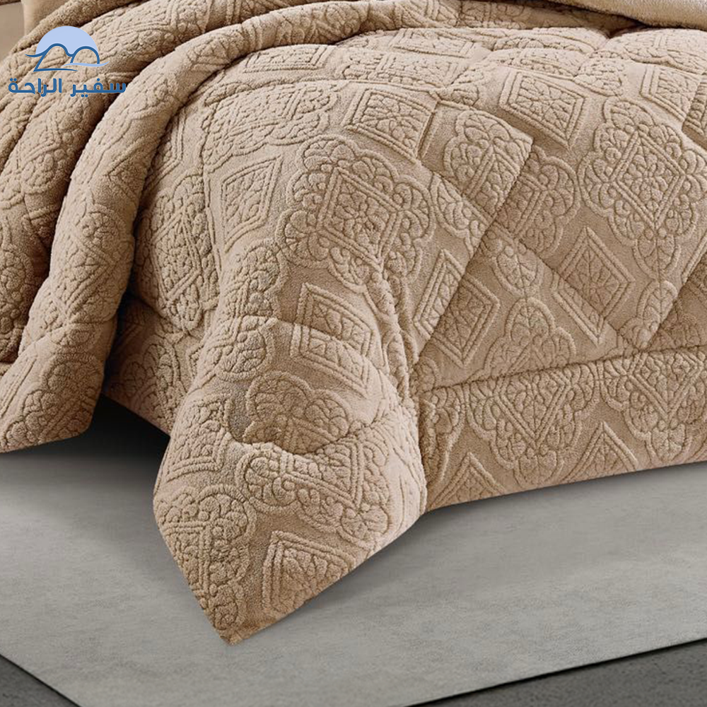 مفرش سنو شتوي مايكروفايبر مطرز  نفرين 6 قطع