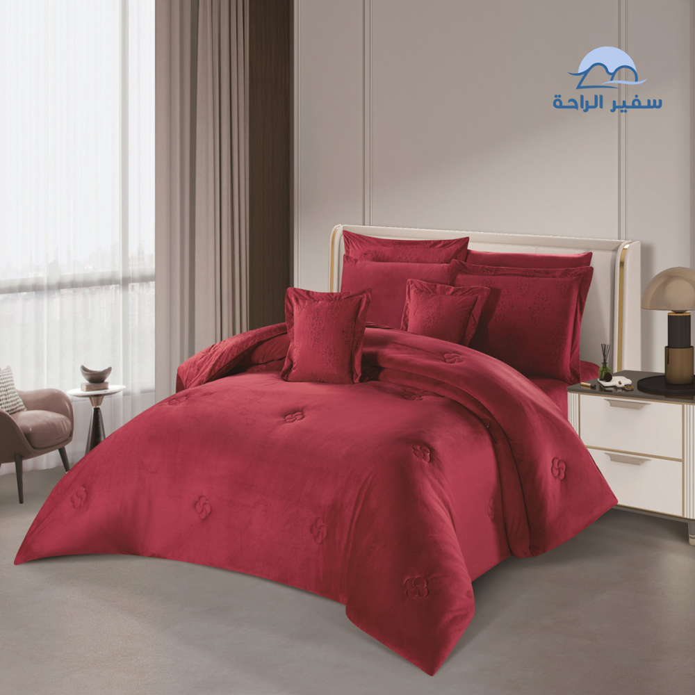 مفرش لمسة  مزدوج 8 قطع مخمل