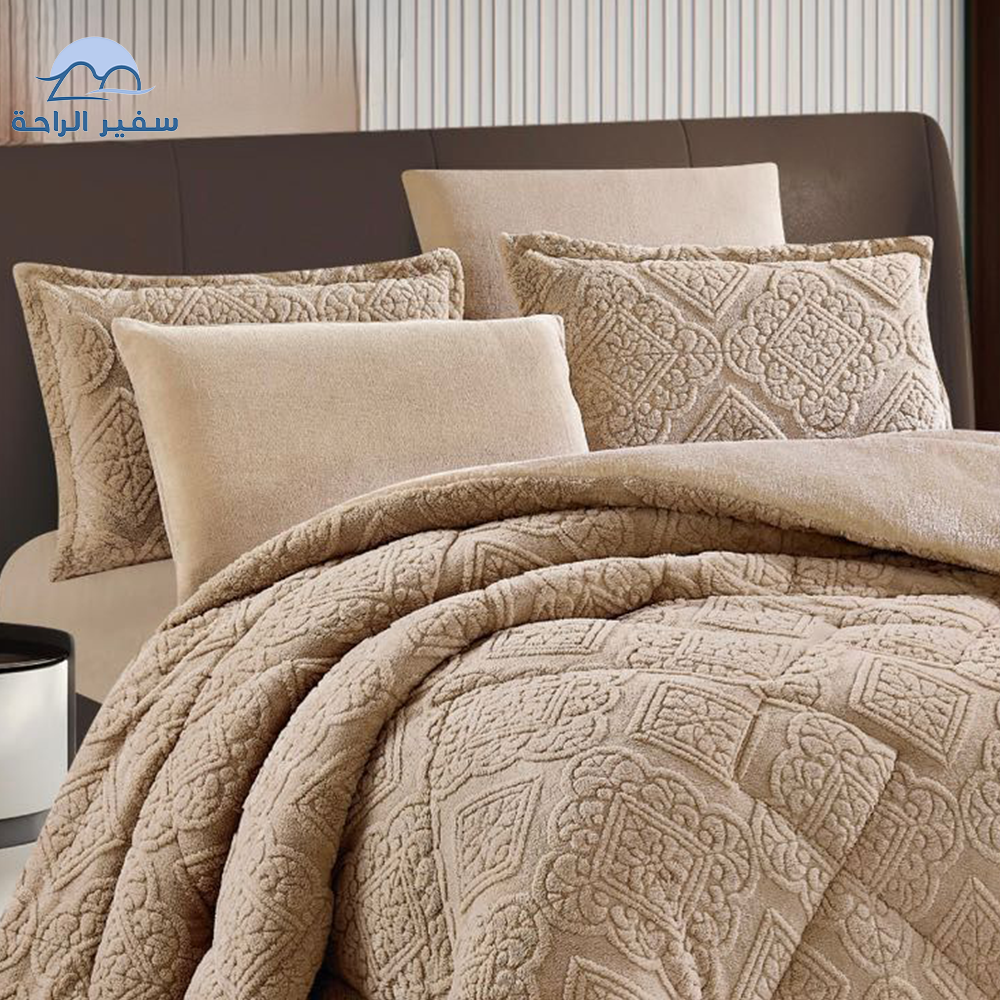 مفرش سنو شتوي مايكروفايبر مطرز  نفرين 6 قطع