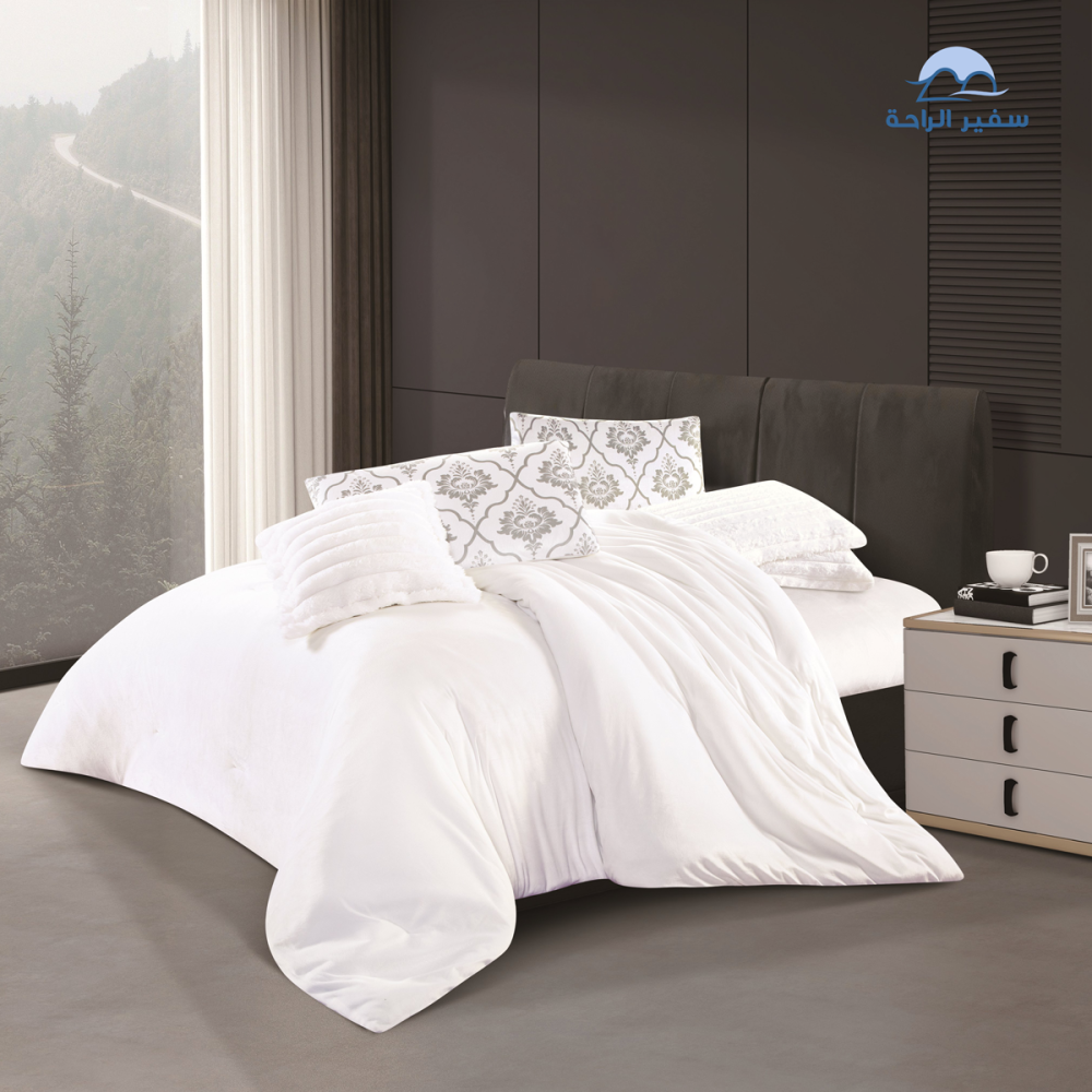 ريلاف مفرش شتوي ثقيل مخمل مقلم نفر ونص 5 قطع