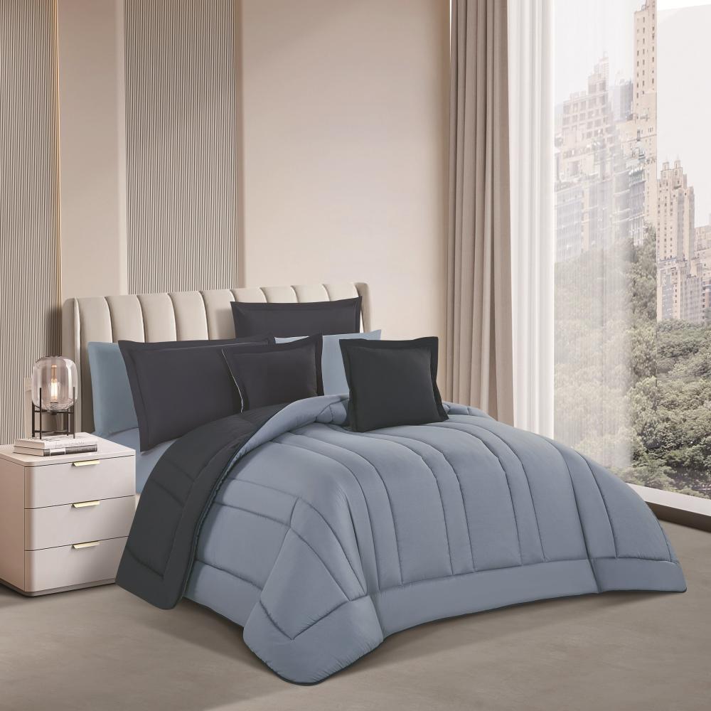 كارما مفرش مزدوج سادة وجهين 8 قطع مايكروفايبر