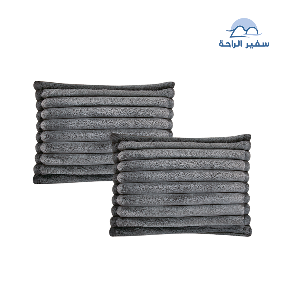 ريلاف مفرش شتوي ثقيل مخمل مقلم نفرين 7قطع