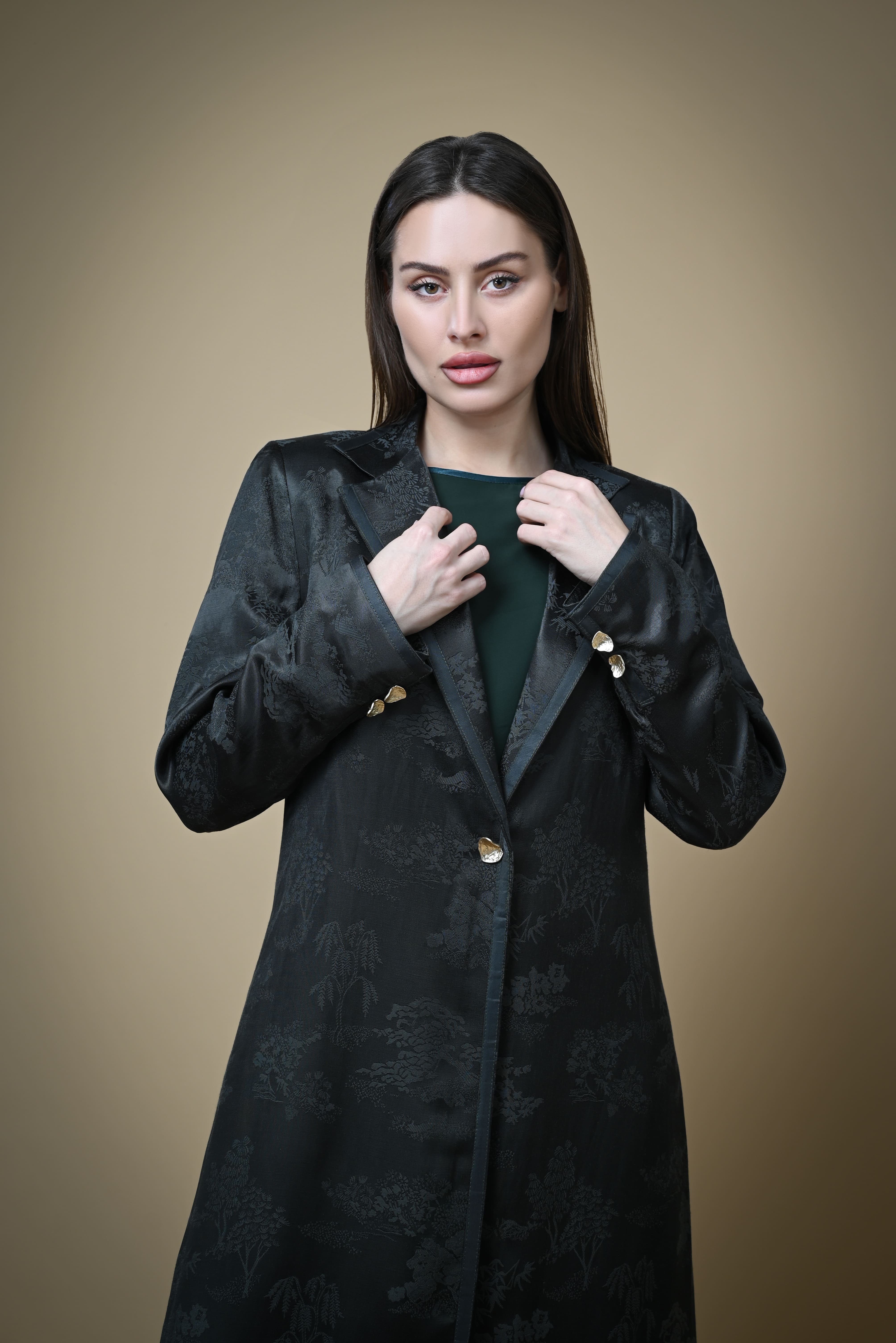 Floral Blazer Style (أخضر غامق)