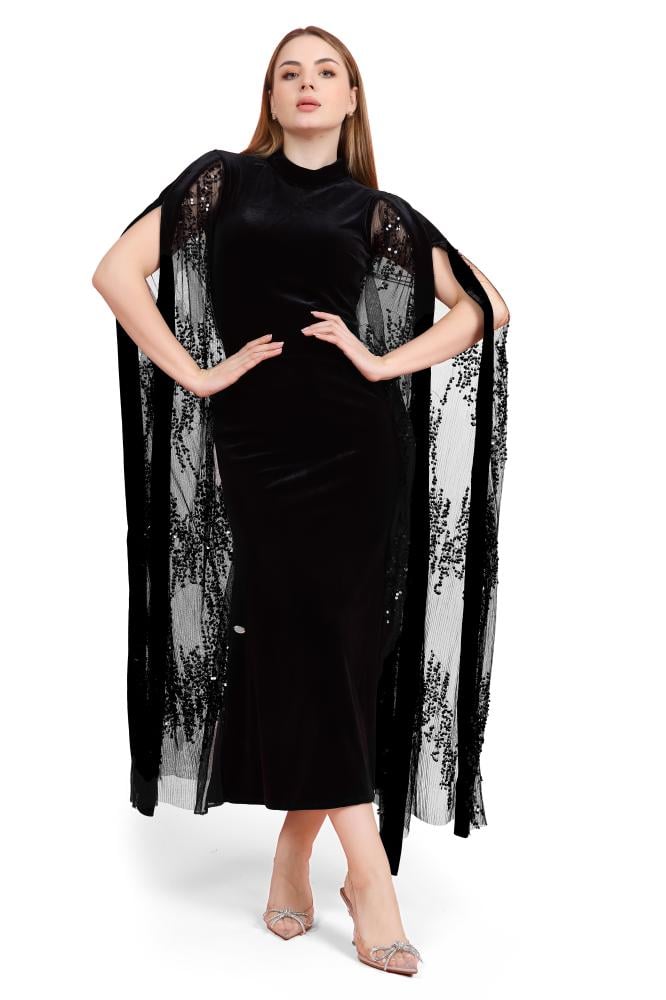 جلابية مخمل اسود