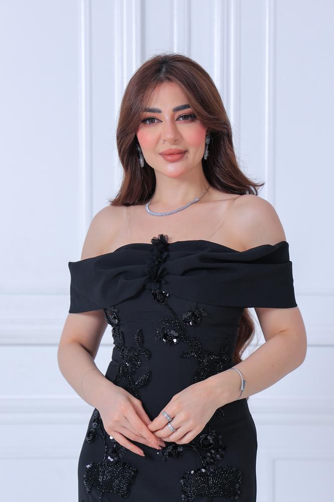 فستان سهرة أسود أوف شولدر
