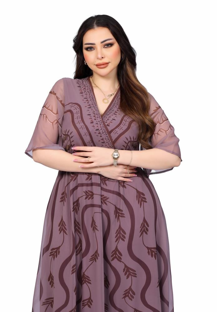 فستان بني شيفون