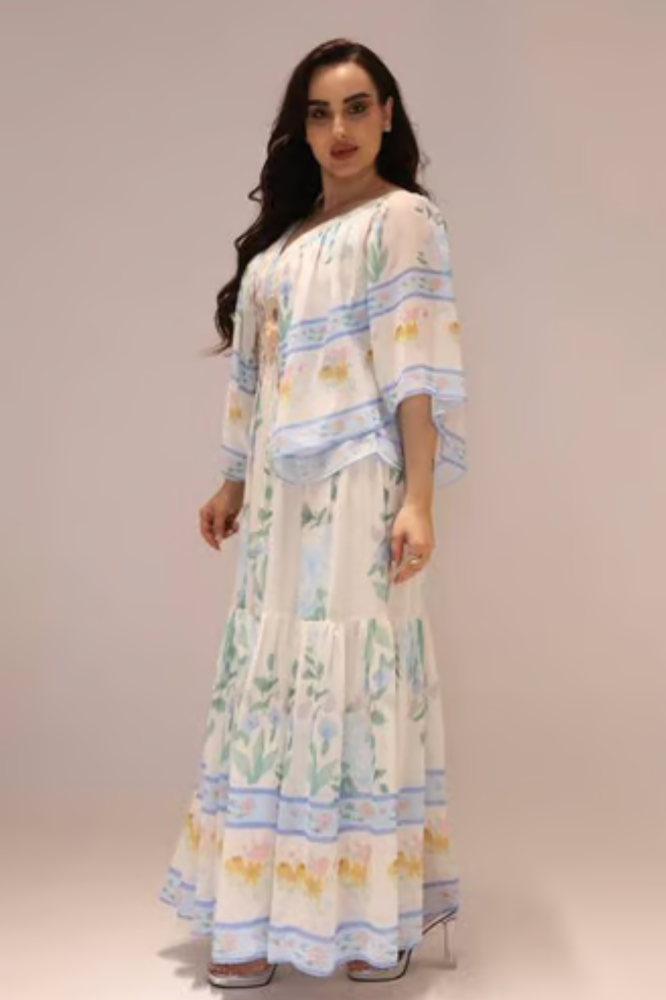 جلابية مشجر بتطريز على الصدر