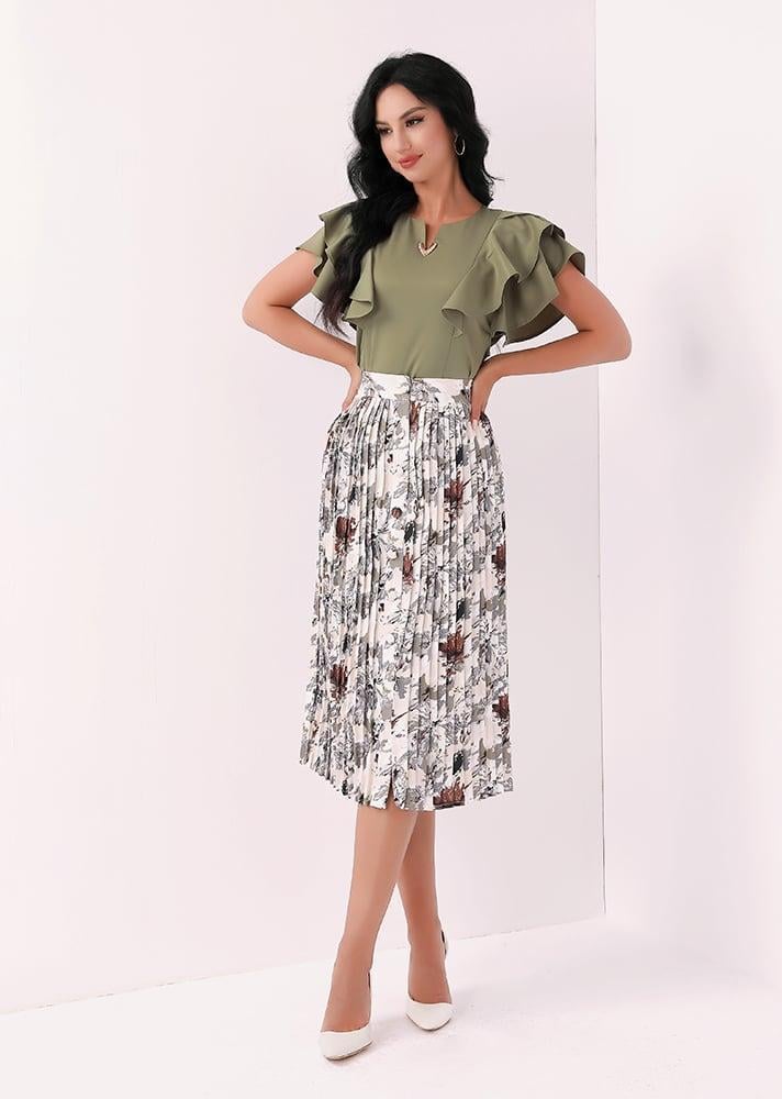 بلوزة نسائية ساتان سادة اكمام طبقات