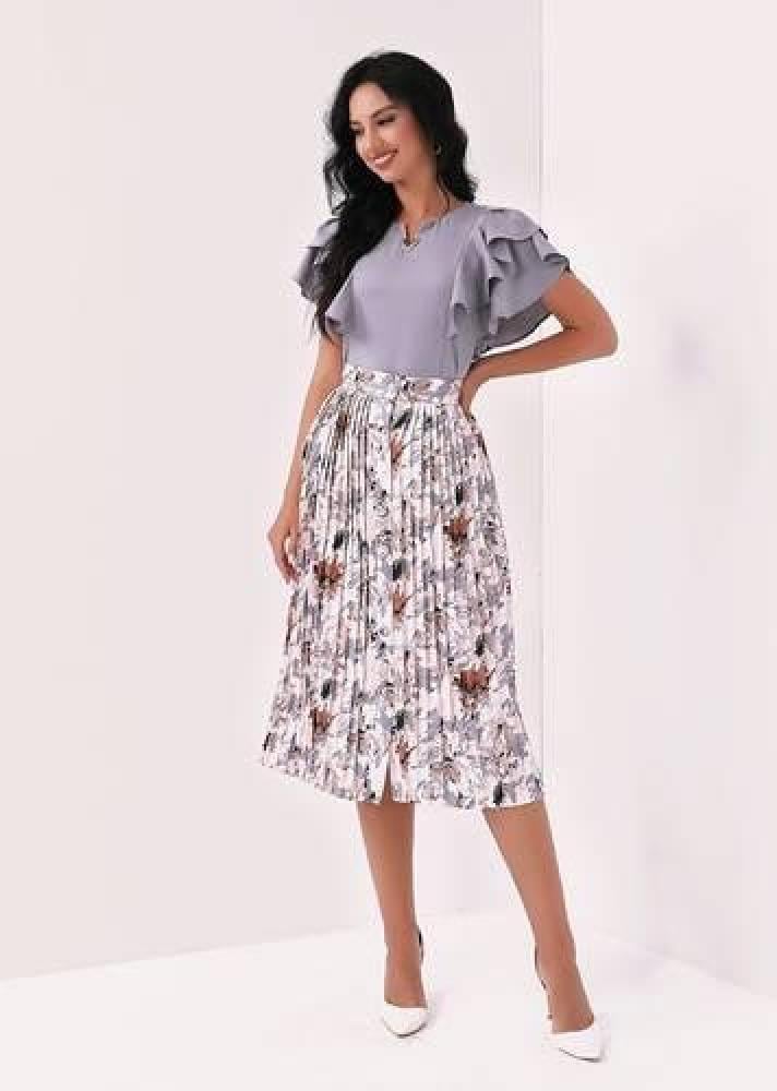 بلوزة نسائية ساتان سادة اكمام طبقات