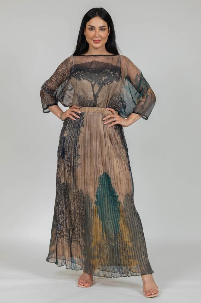 فستان طويل مشجر