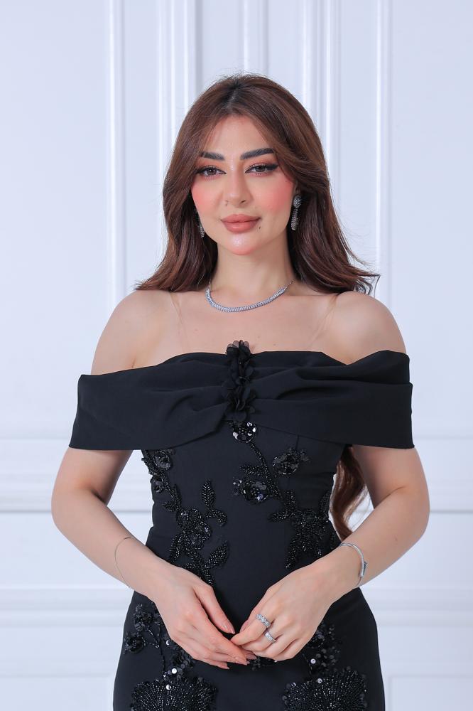 فستان سهرة أسود أوف شولدر