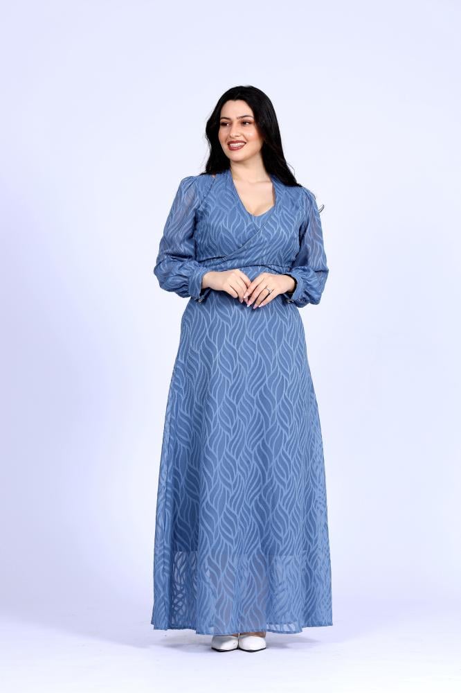 فستان ازرق طويل