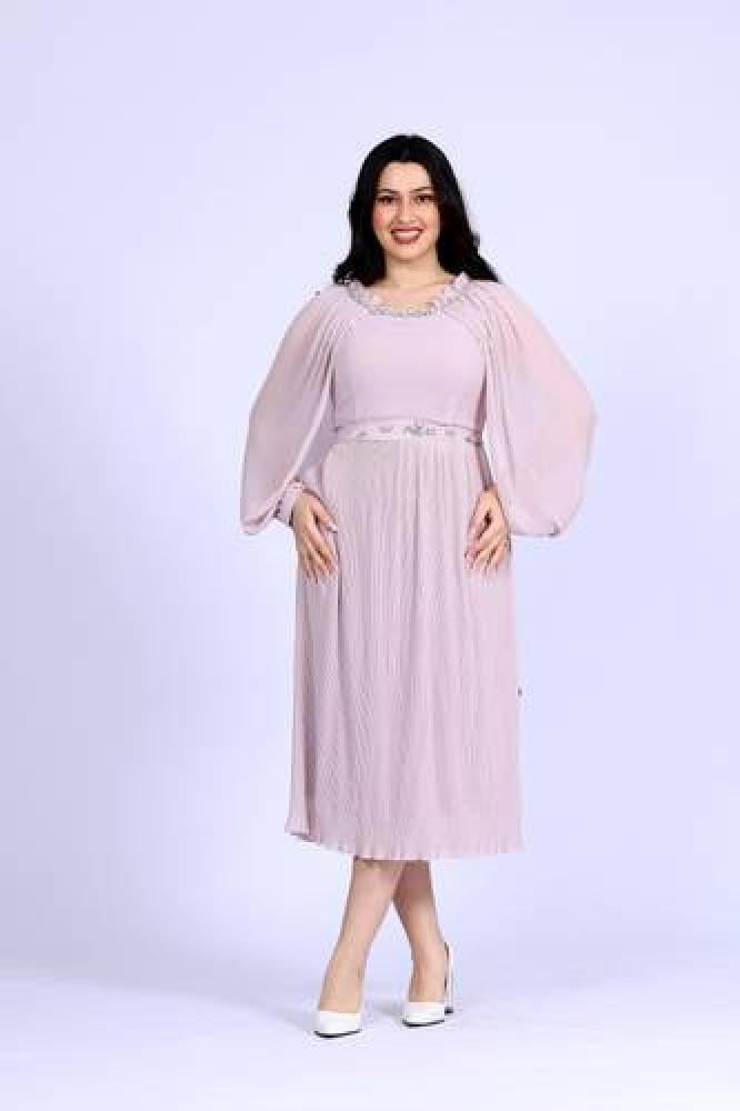 فستان شيفون وردي