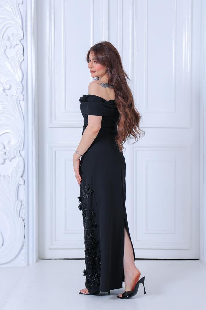 فستان سهرة أسود أوف شولدر