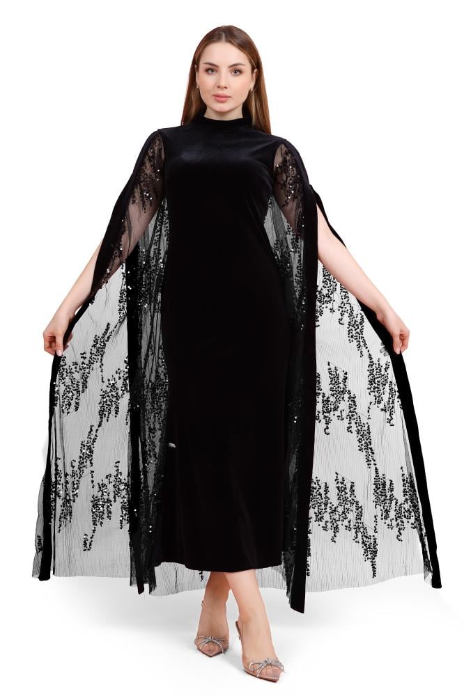 جلابية مخمل اسود