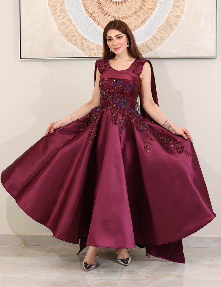 فساتين سهره لون عنابي