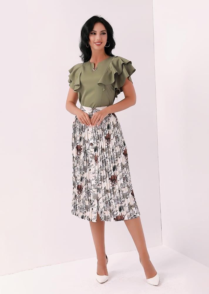 بلوزة نسائية ساتان سادة اكمام طبقات