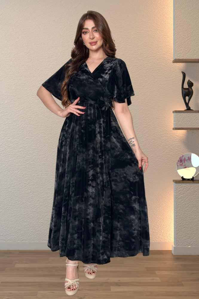 فستان مخمل اسود ناعم شانل