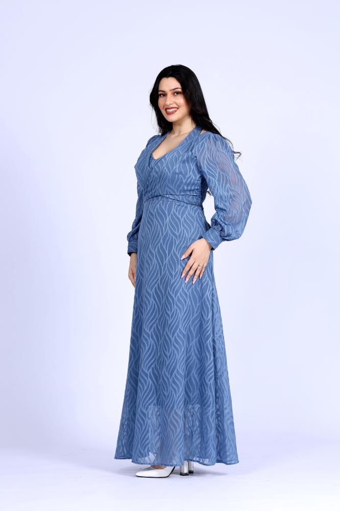 فستان ازرق طويل