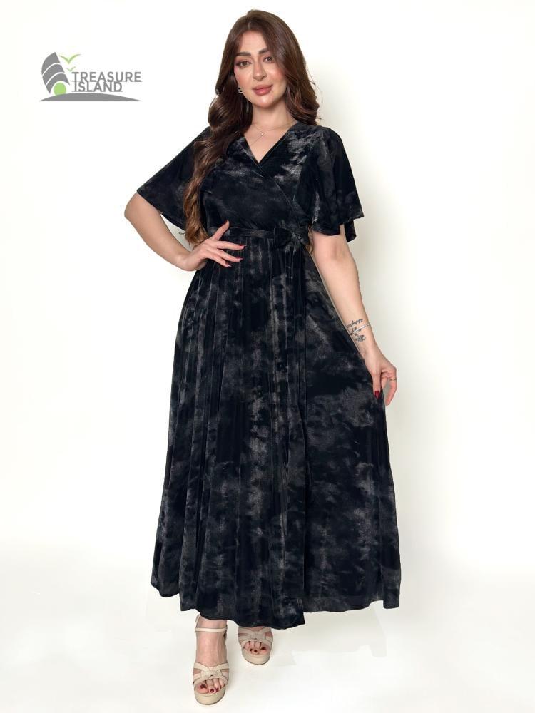 فستان مخمل اسود ناعم شانل