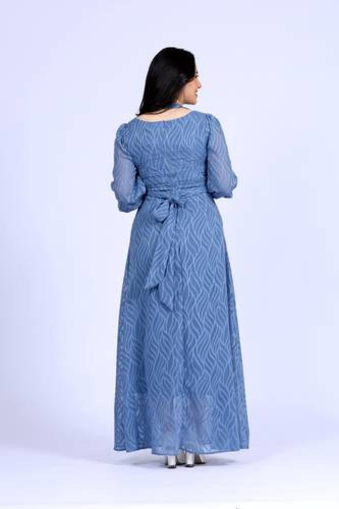 فستان ازرق طويل