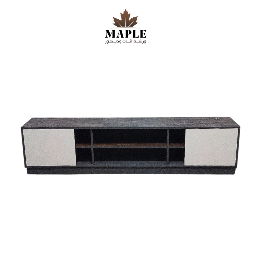 طاولة تلفزيون رمادية مع أبواب أبيض