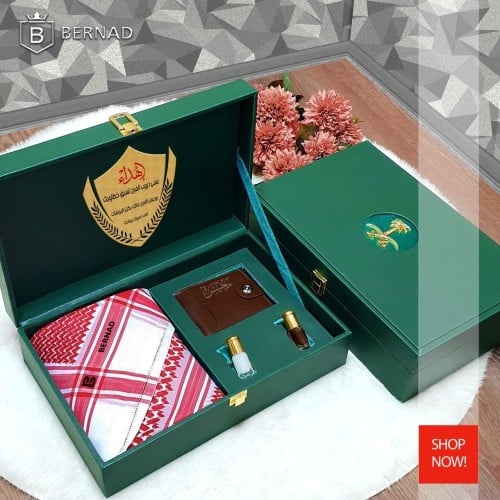 طقم شماغ رجالي مع توله دهن عود مخلط وتوله مسك وعبا...